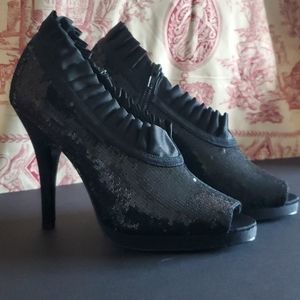 Nina Edina Sparkled Stiletto Ruffle Booties